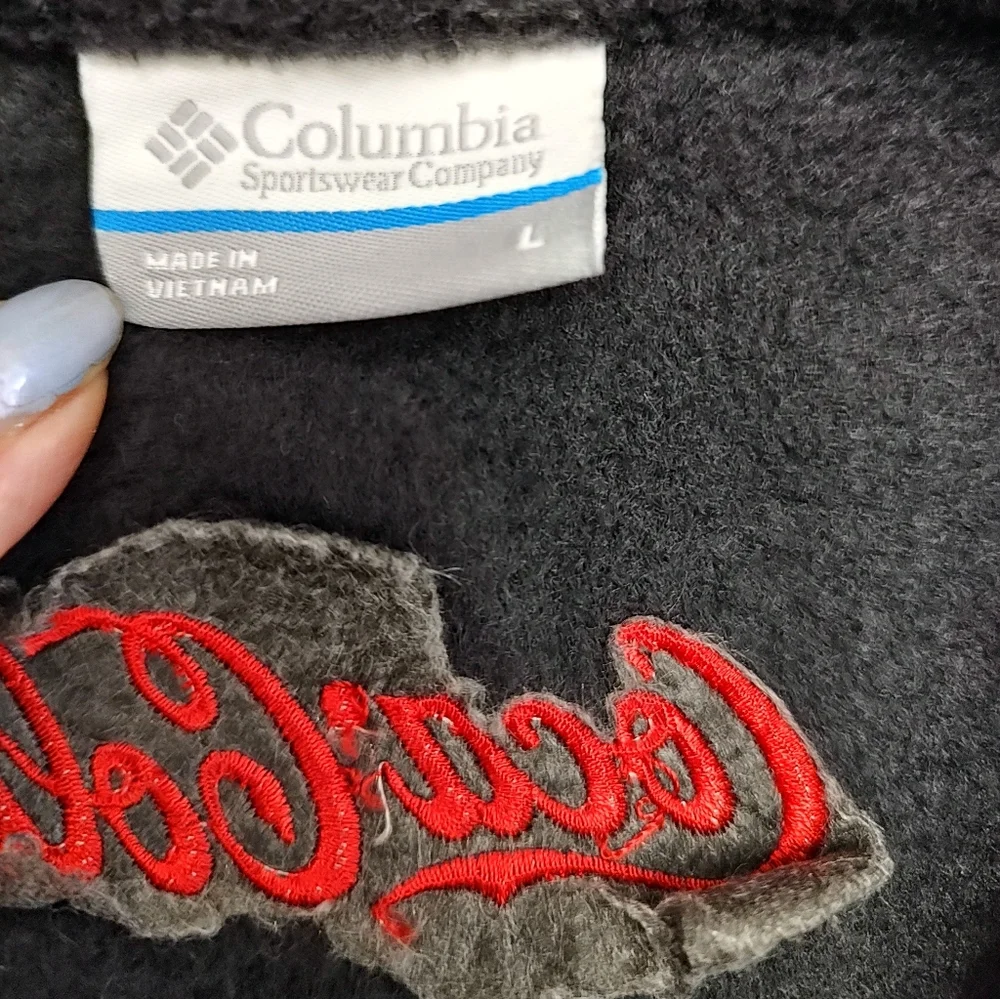 Columbia Dk Gray Full Zip Fleece Vest Lg Personalized Coca Cola South Carolina!